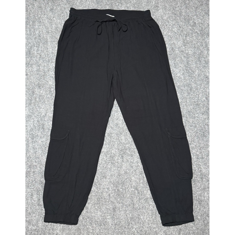 Johnny Was Womens Black Cargo Pants Sz M Coastal Effortless Breezy 32"x28"